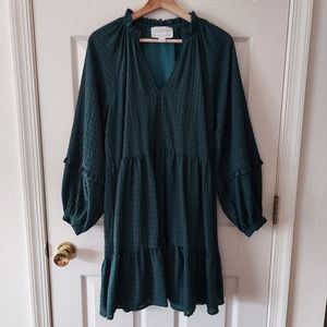 Mare Mare Anthropologie Green Relaxed Anne Tiered Tunic Dress Size Small